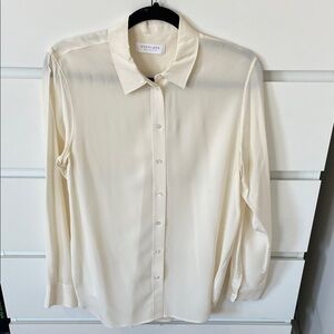 Everlane The Relaxed Silk Shirt, Ivory, Size 8